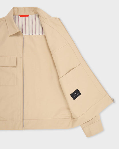 PS Paul Smith Mens Zip Overshirt - 60 Ecru - CHO - Designer Mens Overshirts