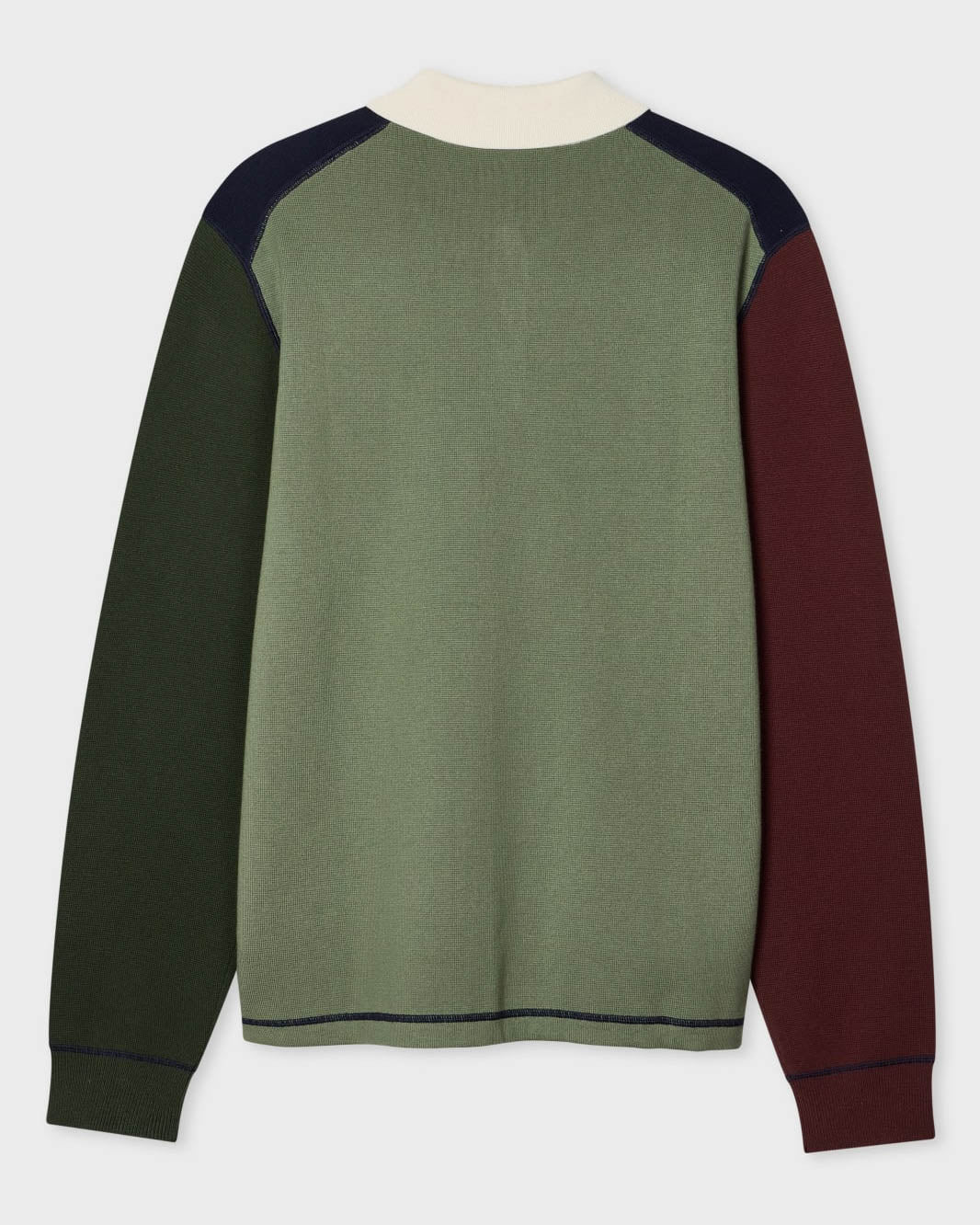 PS Paul Smith Mens Long Sleeve Colour Block Polo Sweater - 49 Very Dark Navy | CHO | Designer Mens Jumpers