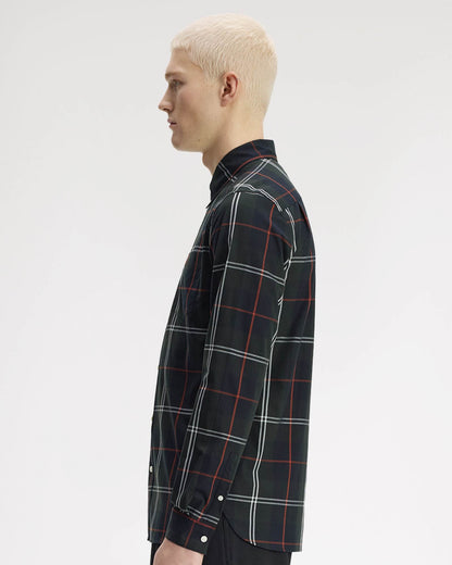 Fred Perry Mens Poplin Tartan Shirt - Night Green Q20, side