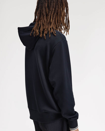 Fred Perry Mens Tipped Cuff Hooded Sweatshirt - Navy 608