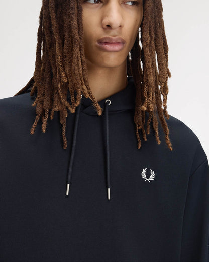 Fred Perry Mens Tipped Cuff Hooded Sweatshirt - Navy 608