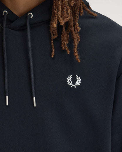 Fred Perry Mens Tipped Cuff Hooded Sweatshirt - Navy 608