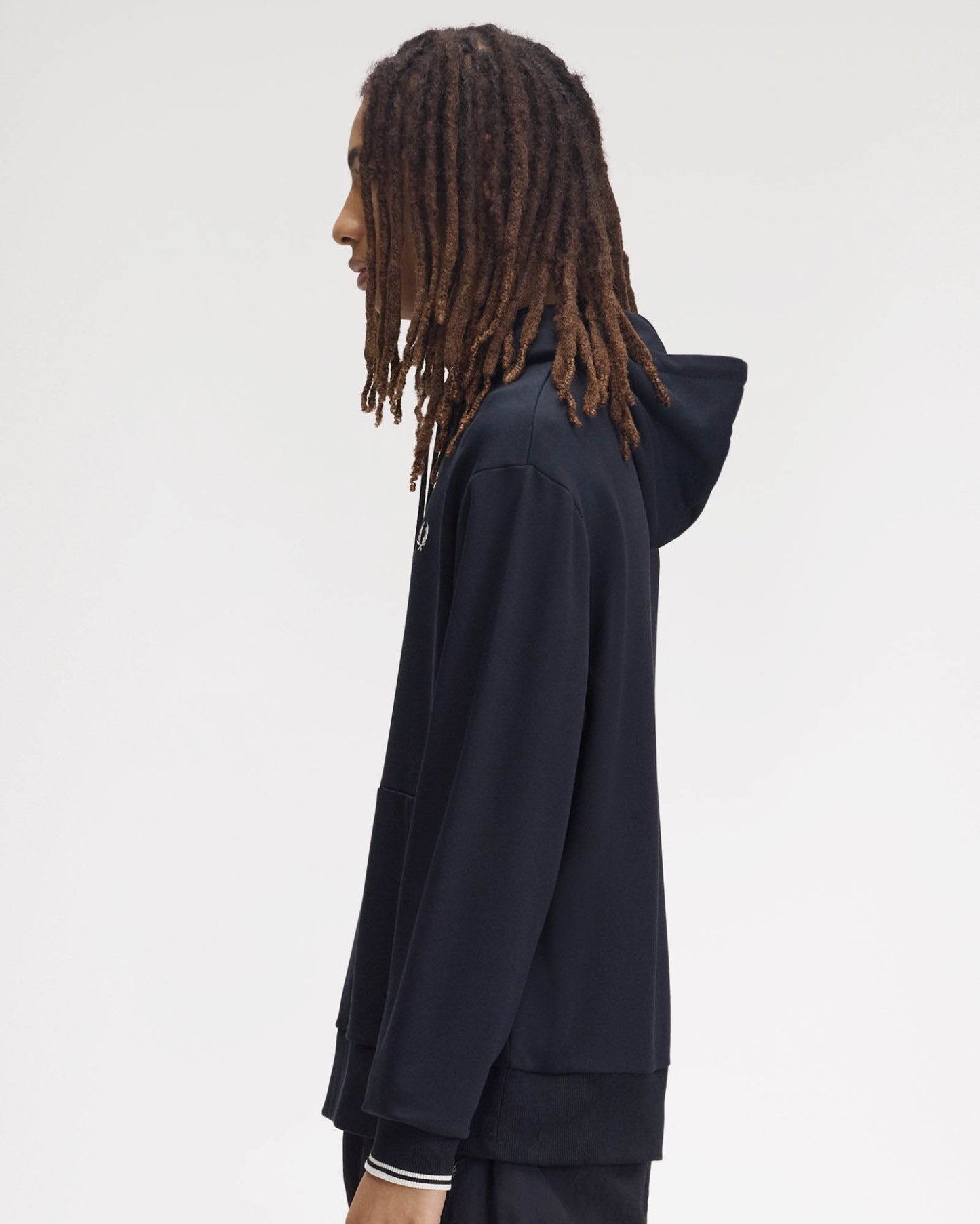 Fred Perry Mens Tipped Cuff Hooded Sweatshirt - Navy 608
