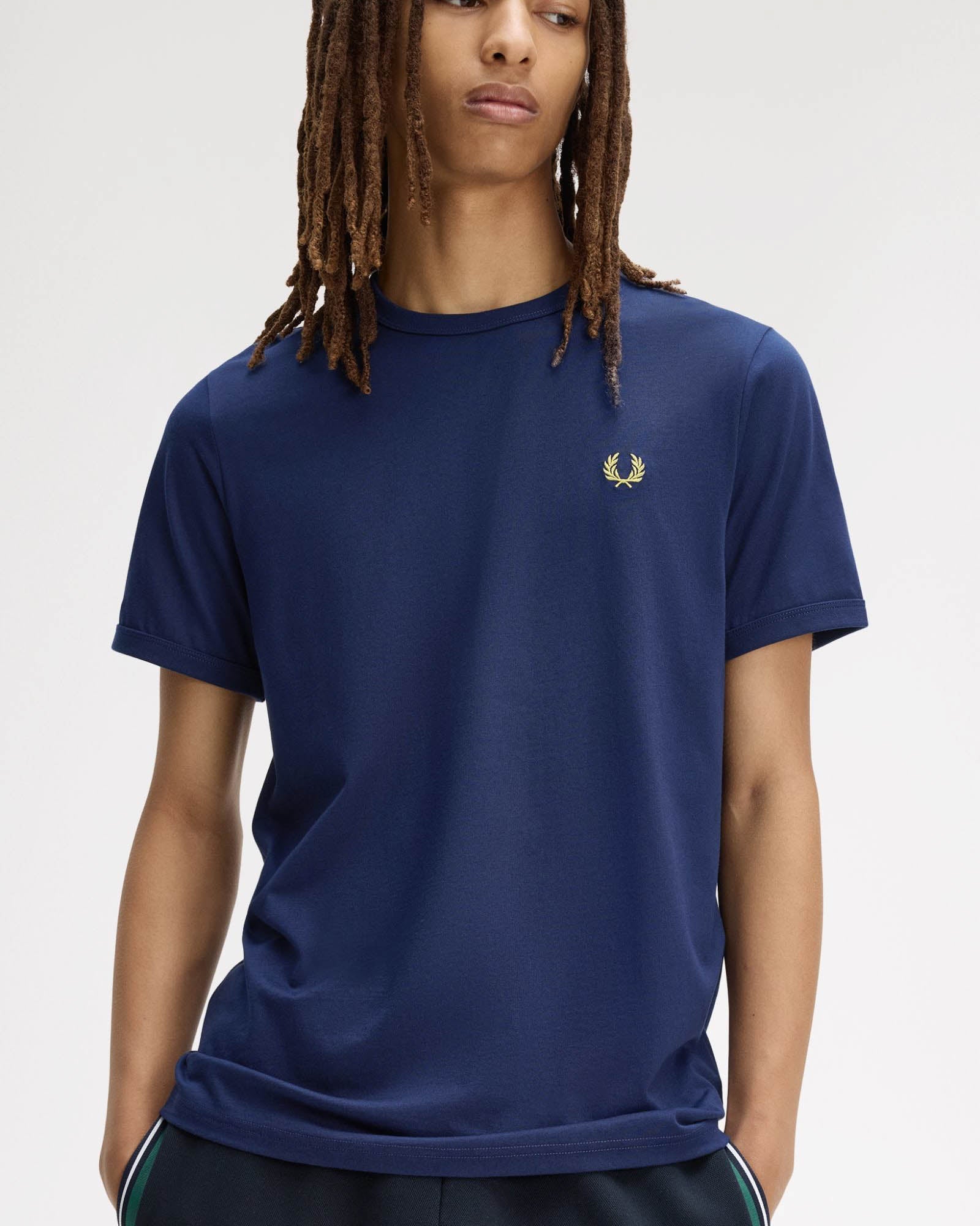 Fred Perry Mens Ringer T-Shirt - French Navy 215 | CHO | Designer Mens Short Sleeve T-Shirts & Tops
