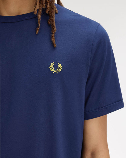 Fred Perry Mens Ringer T-Shirt - French Navy 215 | CHO | Designer Mens Short Sleeve T-Shirts & Tops