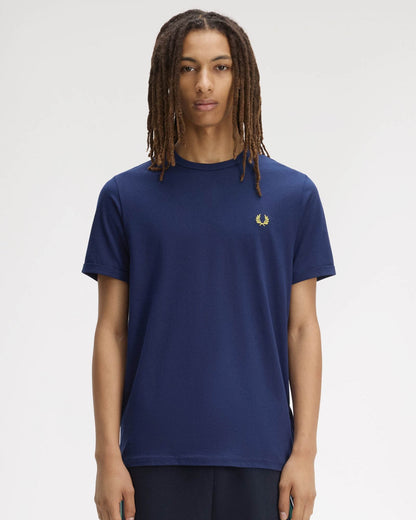 Fred Perry Mens Ringer T-Shirt - French Navy 215 | CHO | Designer Mens Short Sleeve T-Shirts & Tops