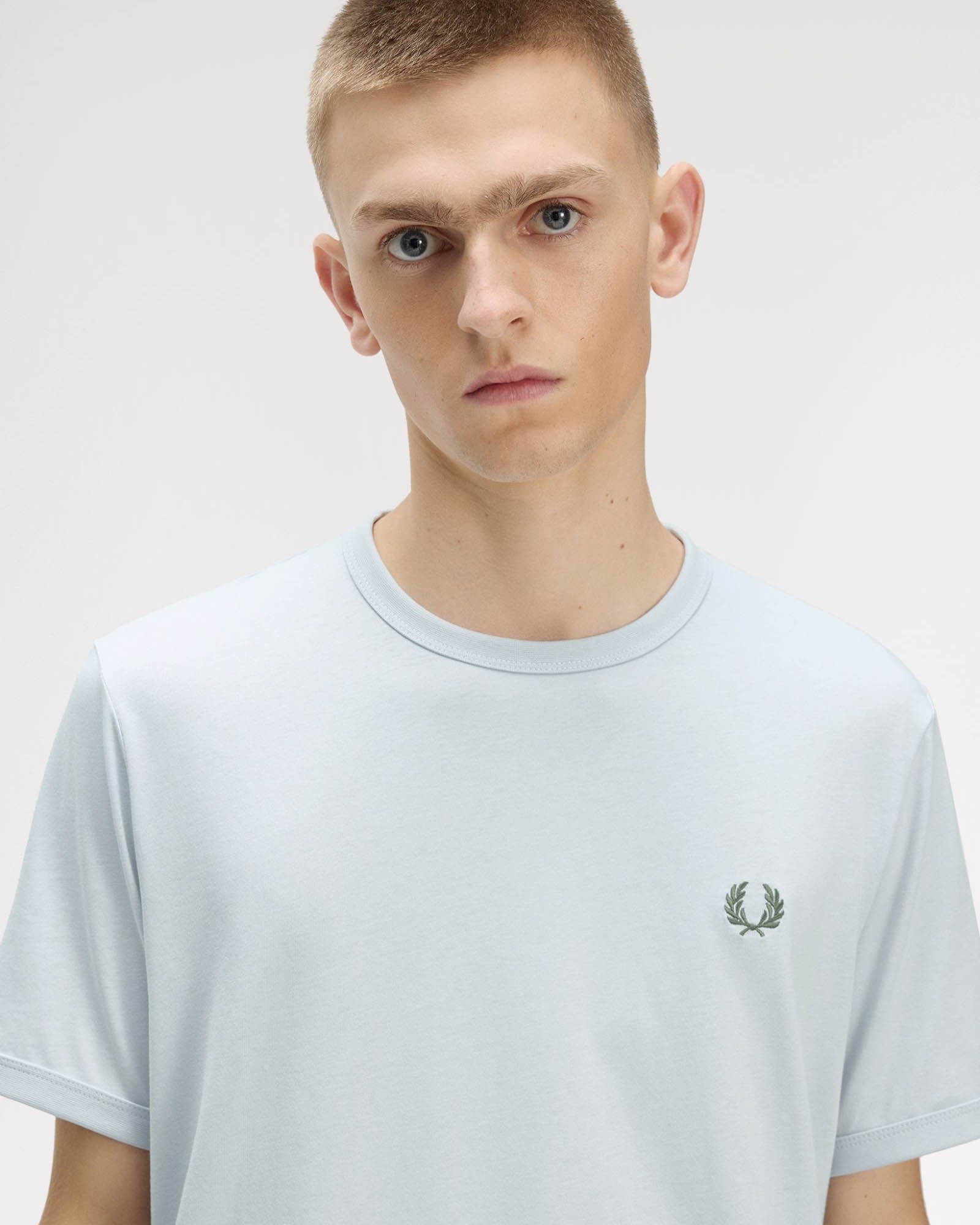 Fred Perry Mens Ringer T-Shirt - Dusky Blue 28A | CHO | Designer Mens Short Sleeve T-Shirts & Tops