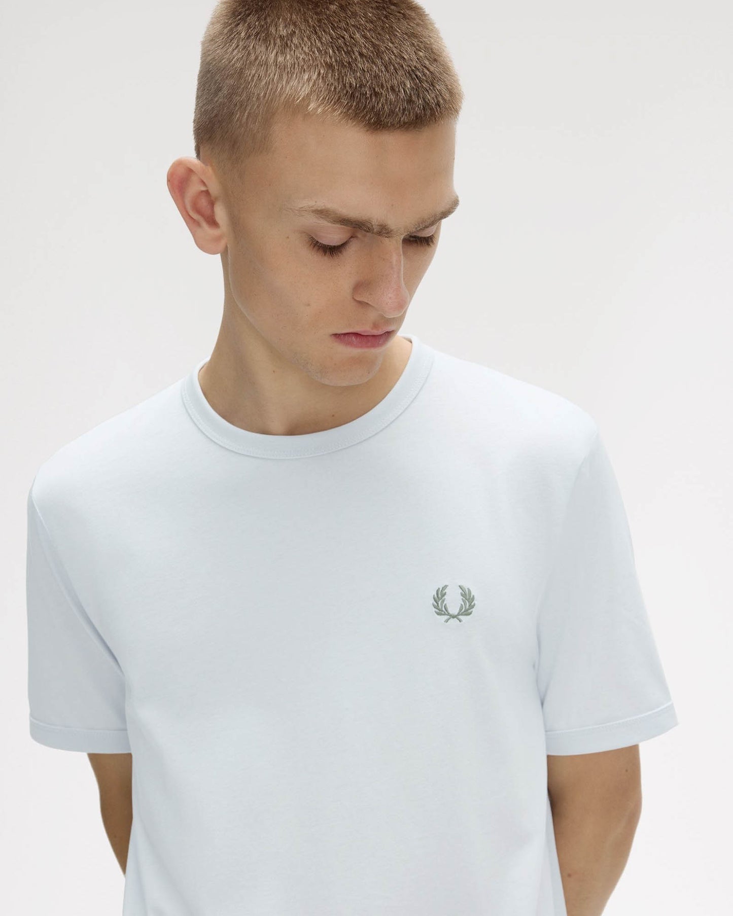 Fred Perry Mens Ringer T-Shirt - Dusky Blue 28A | CHO | Designer Mens Short Sleeve T-Shirts & Tops
