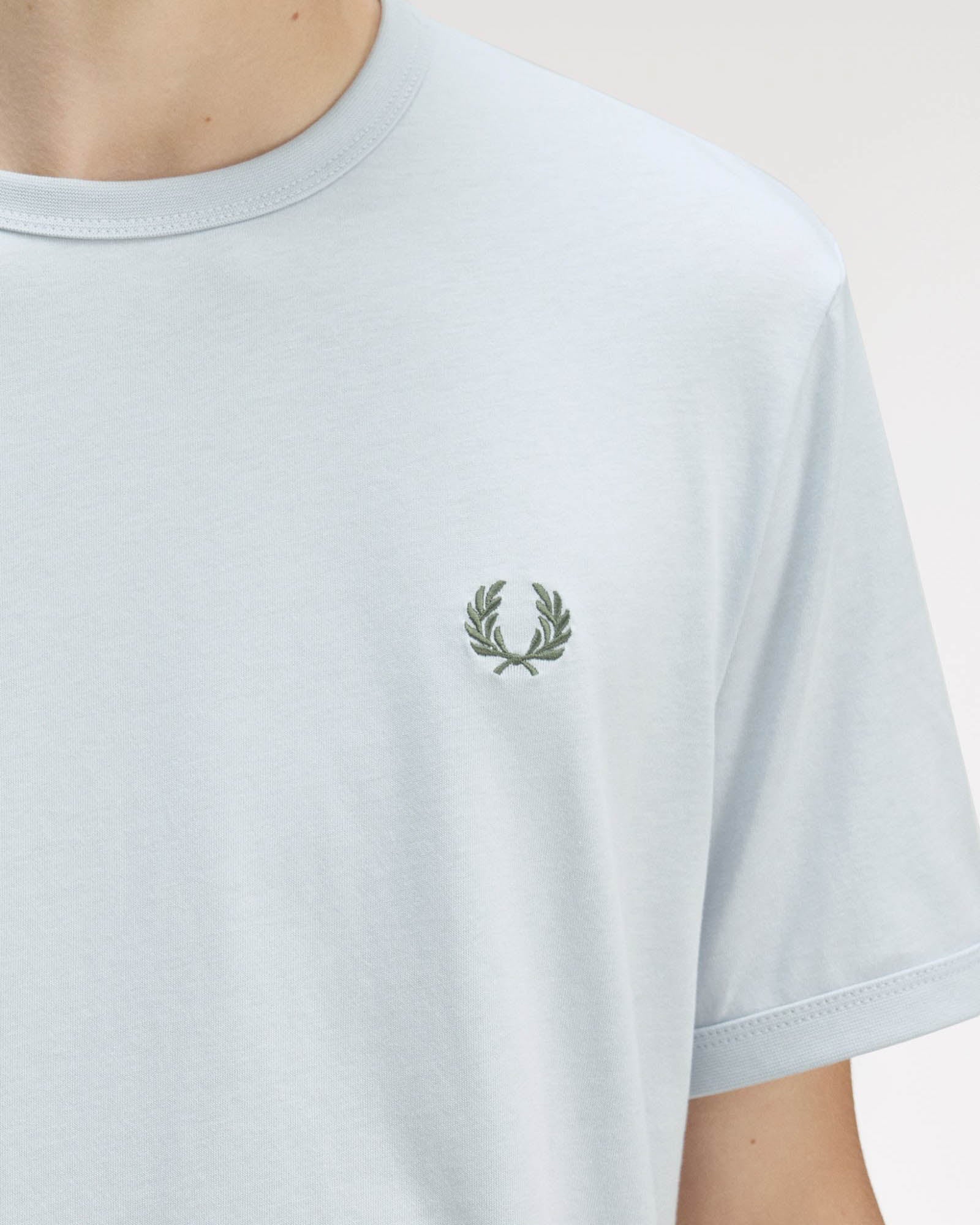 Fred Perry Mens Ringer T-Shirt - Dusky Blue 28A | CHO | Designer Mens Short Sleeve T-Shirts & Tops