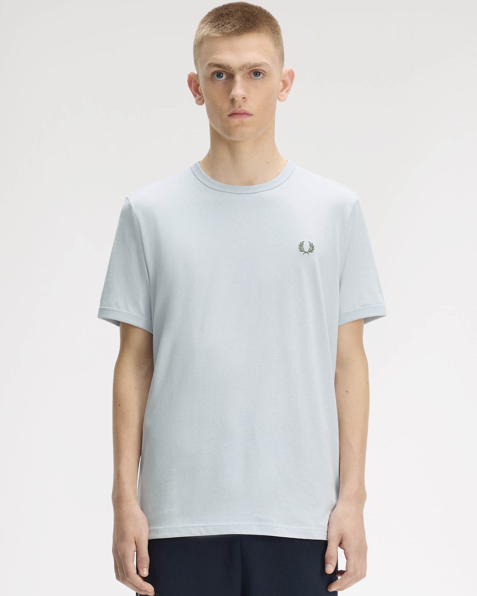 Fred Perry Mens Ringer T-Shirt - Dusky Blue 28A | CHO | Designer Mens Short Sleeve T-Shirts & Tops