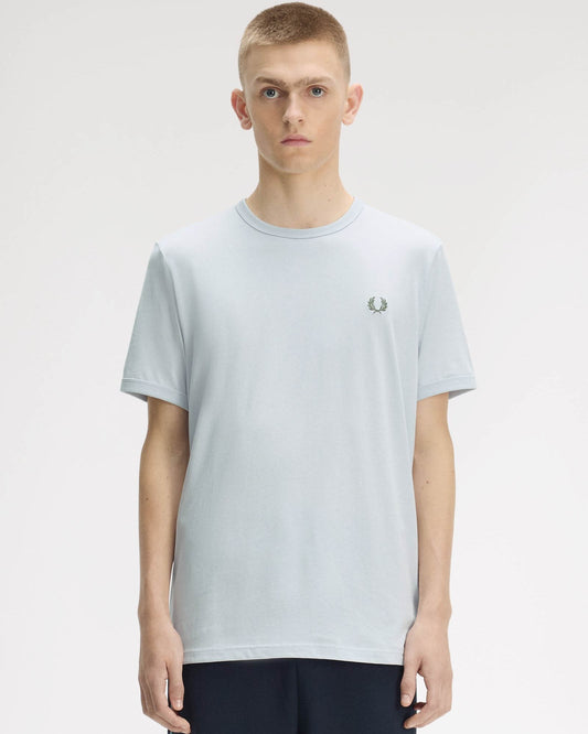 Fred Perry Mens Ringer T-Shirt - Dusky Blue 28A | CHO | Designer Mens Short Sleeve T-Shirts & Tops