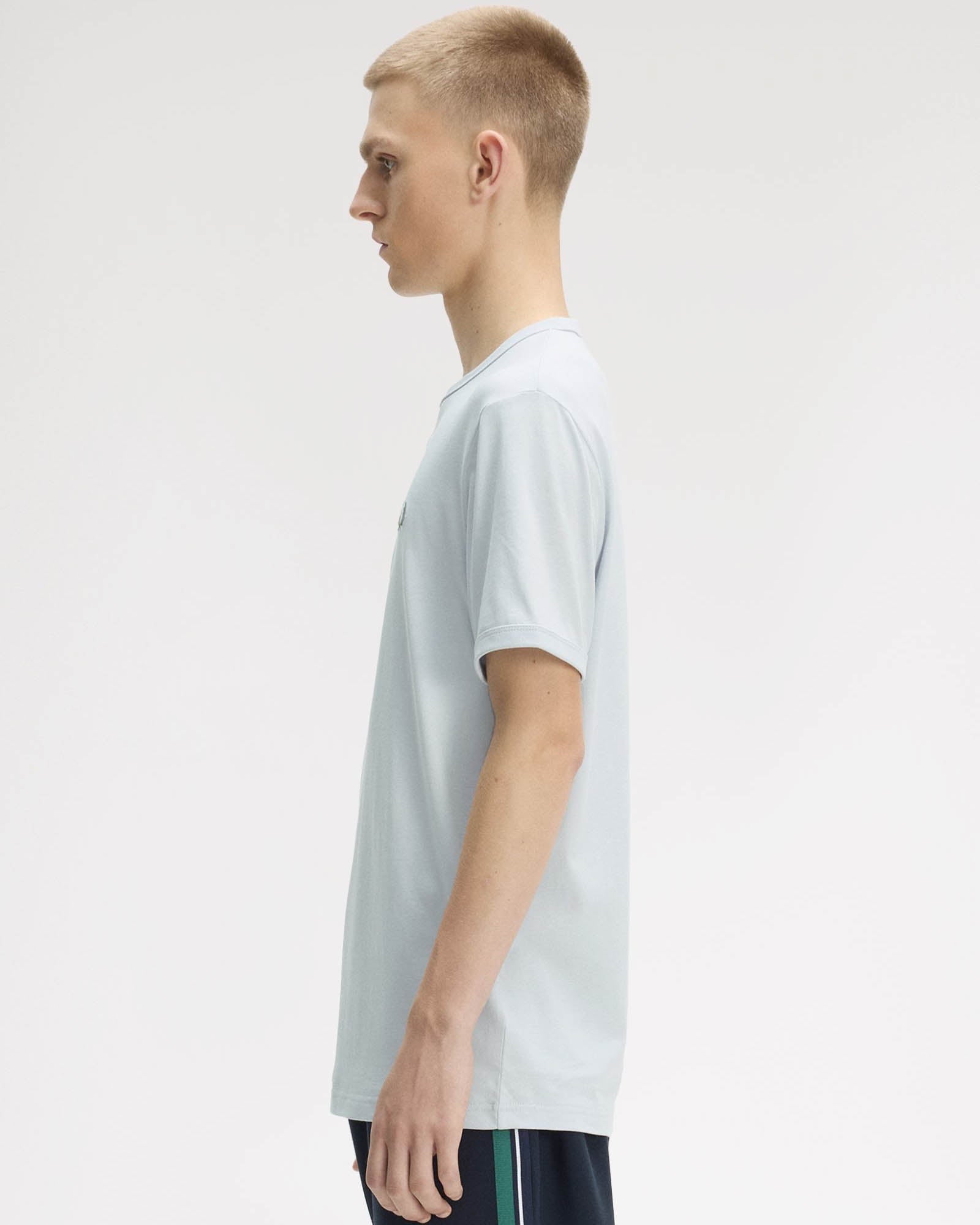 Fred Perry Mens Ringer T-Shirt - Dusky Blue 28A | CHO | Designer Mens Short Sleeve T-Shirts & Tops