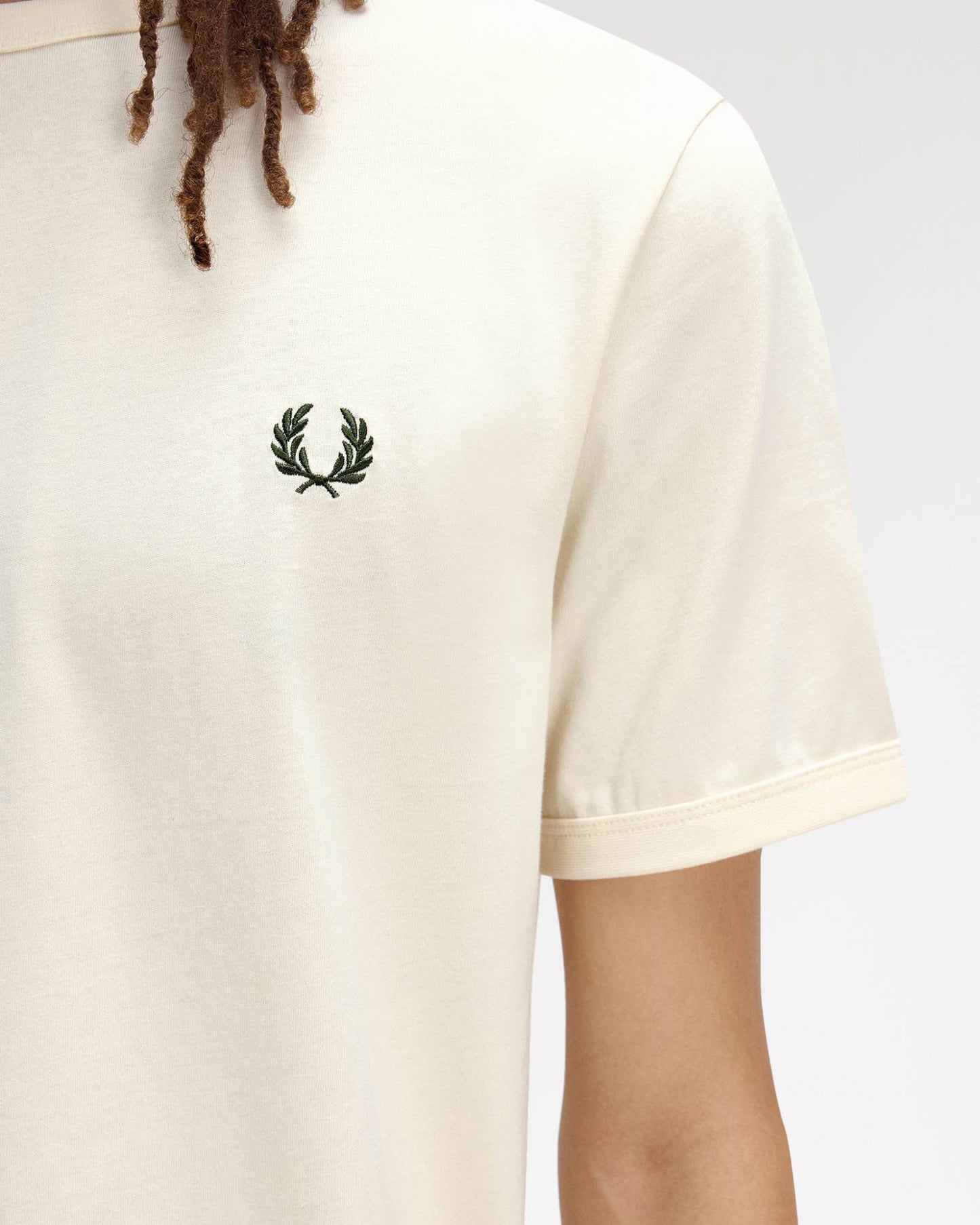 Fred Perry Mens Ringer T-Shirt - Ecru 91B | CHO | Designer Mens Short Sleeve T-Shirts & Tops