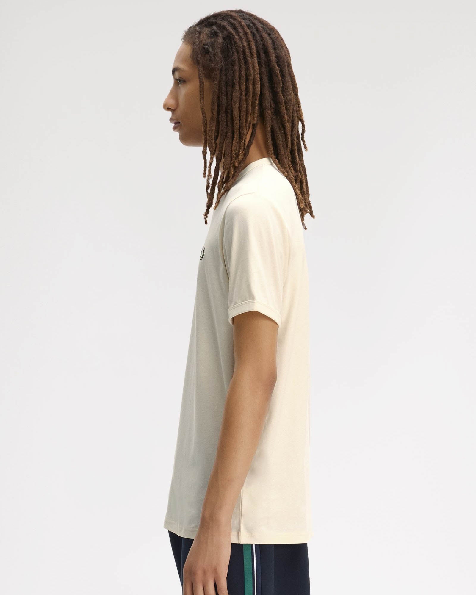 Fred Perry Mens Ringer T-Shirt - Ecru 91B | CHO | Designer Mens Short Sleeve T-Shirts & Tops