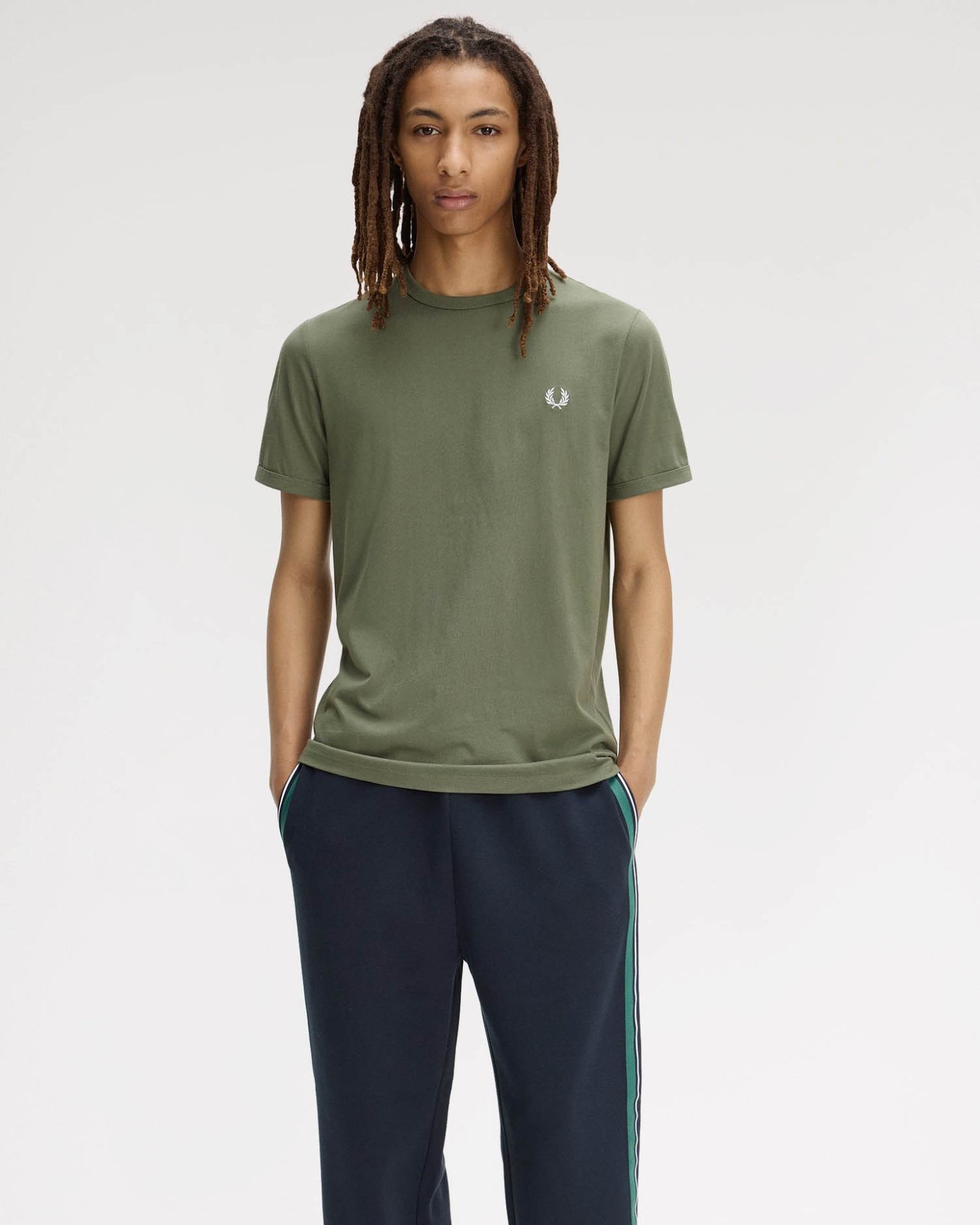 Fred Perry Mens Ringer T-Shirt - Laurel Wreath Green W19 | CHO | Designer Mens Short Sleeve T-Shirts & Tops