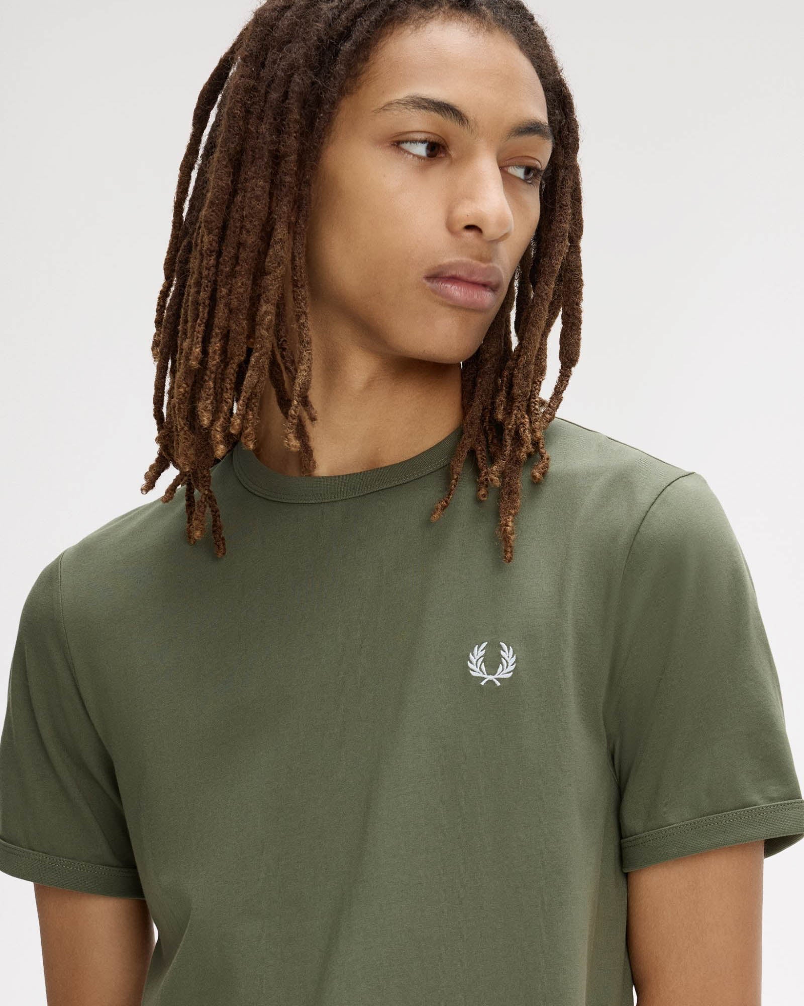 Fred Perry Mens Ringer T-Shirt - Laurel Wreath Green W19 | CHO | Designer Mens Short Sleeve T-Shirts & Tops