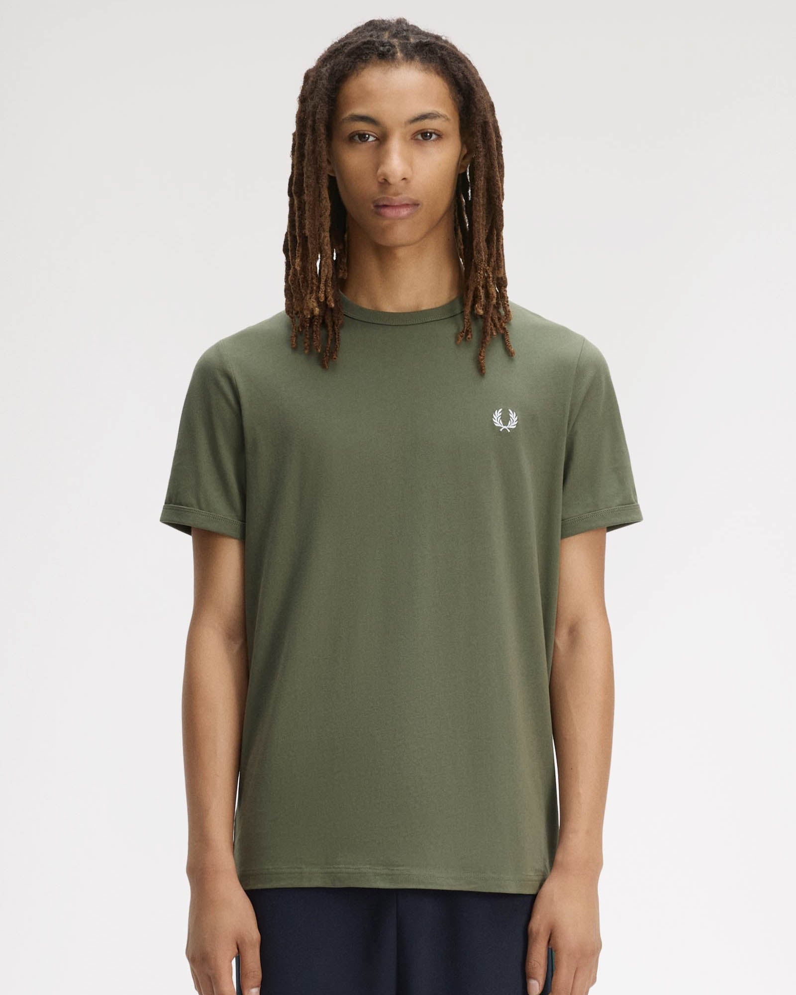 Fred Perry Mens Ringer T-Shirt - Laurel Wreath Green W19 | CHO | Designer Mens Short Sleeve T-Shirts & Tops