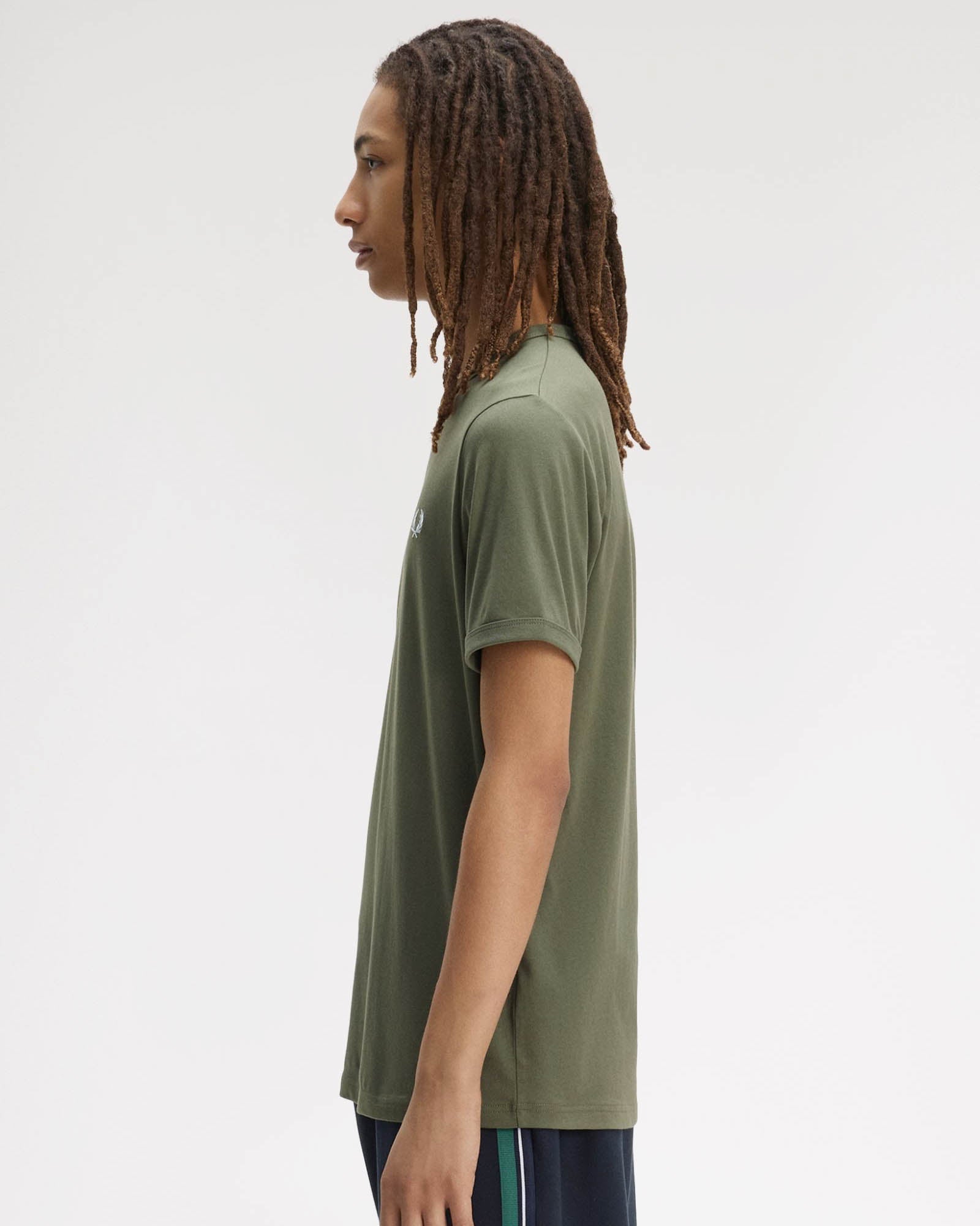 Fred Perry Mens Ringer T-Shirt - Laurel Wreath Green W19 | CHO | Designer Mens Short Sleeve T-Shirts & Tops