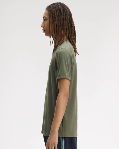 Fred Perry Mens Ringer T-Shirt - Laurel Wreath Green W19 | CHO | Designer Mens Short Sleeve T-Shirts & Tops