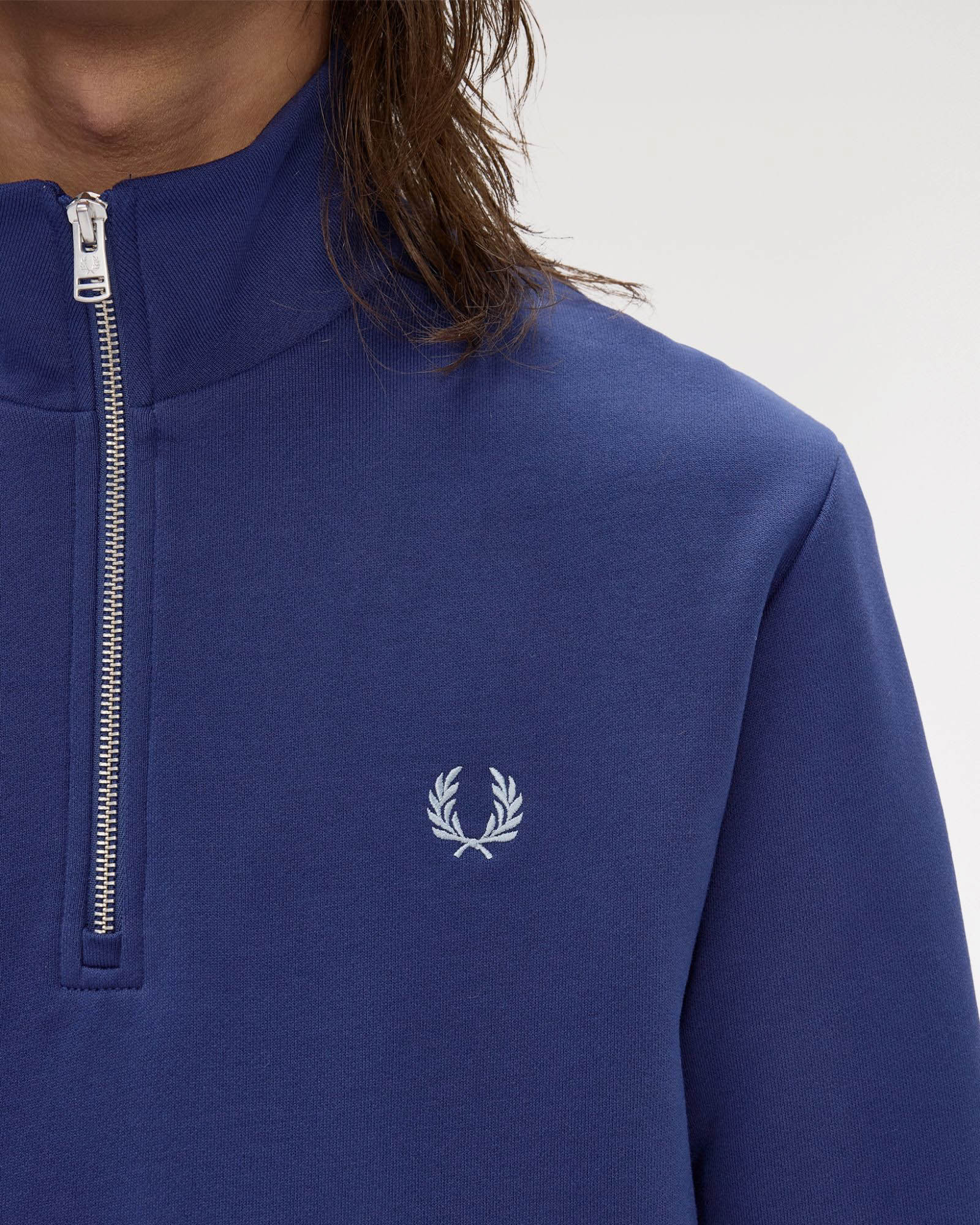 Fred Perry Mens Half Zip Sweatshirt - French Navy/Champion's Gold