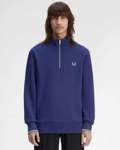 Fred Perry Mens Half Zip Sweatshirt - French Navy/Champion's Gold/Stockport Blue 48A