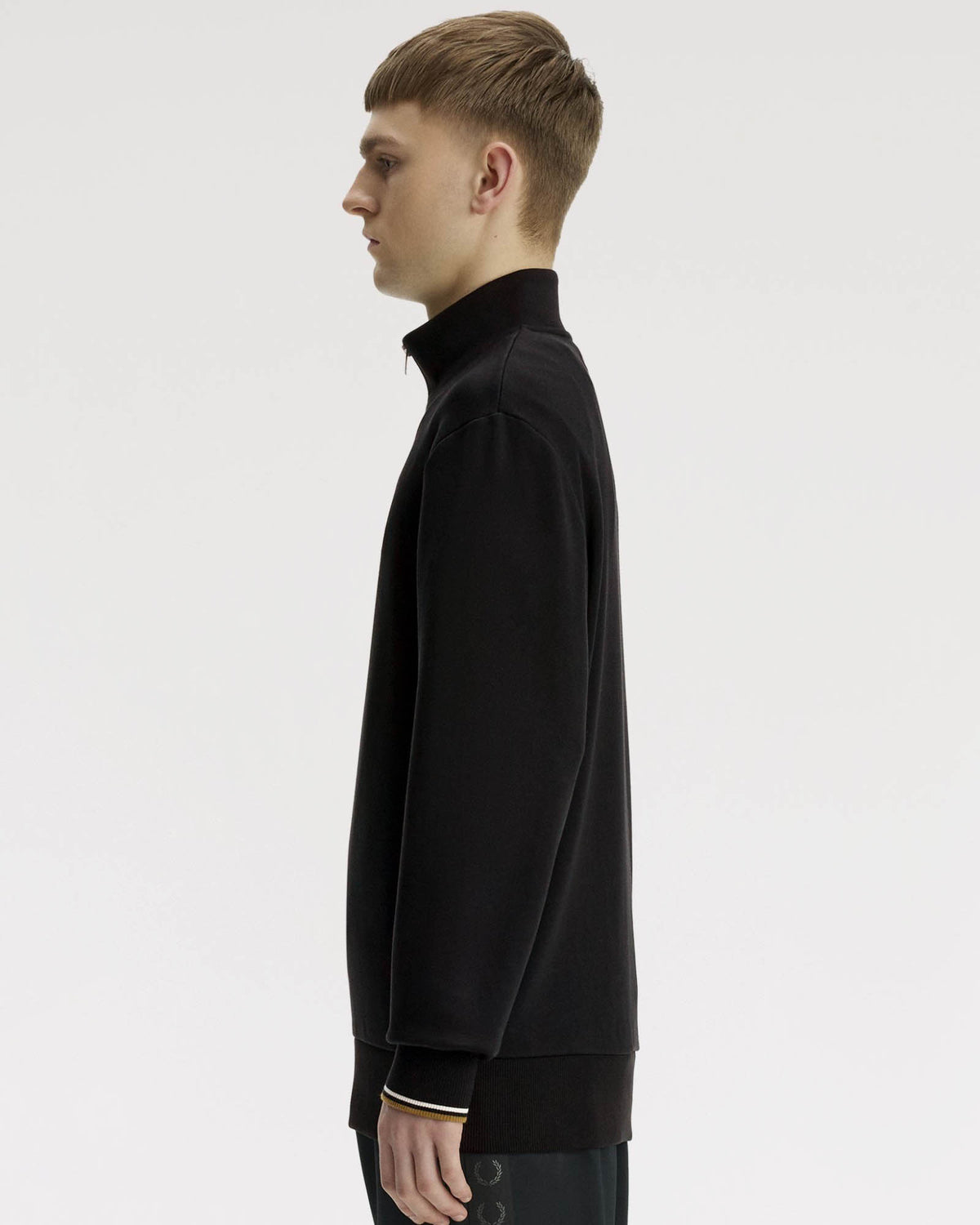 Fred Perry Mens Half Zip Sweatshirt - Black/Snow White/Bronze 59D