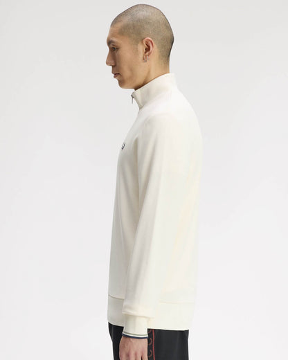 Fred Perry Mens Half Zip Sweatshirt - Ecru/Seagrass/Dark Airforce 68C side