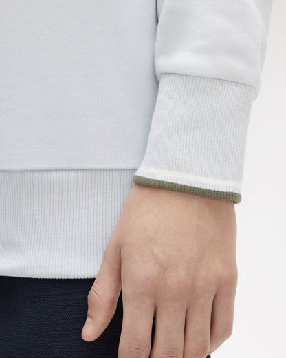 Fred Perry Mens Half Zip Sweatshirt - Dusky Blue/Ecru/Laurel Wreath Green 80B | CHO | Designer Mens Sweatshirts