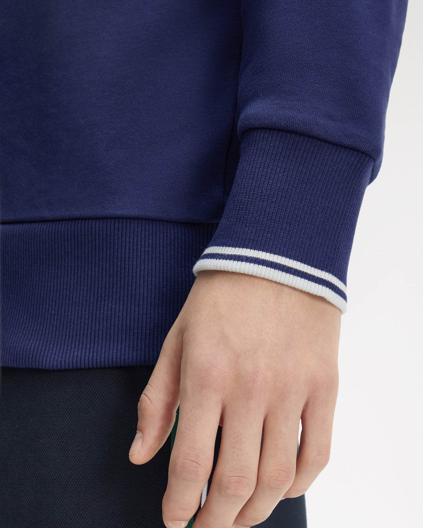 Fred Perry Mens Half Zip Sweatshirt - French Navy/Dusky Blue/Dusky Blue 93B | CHO | Designer Mens Sweatshirts