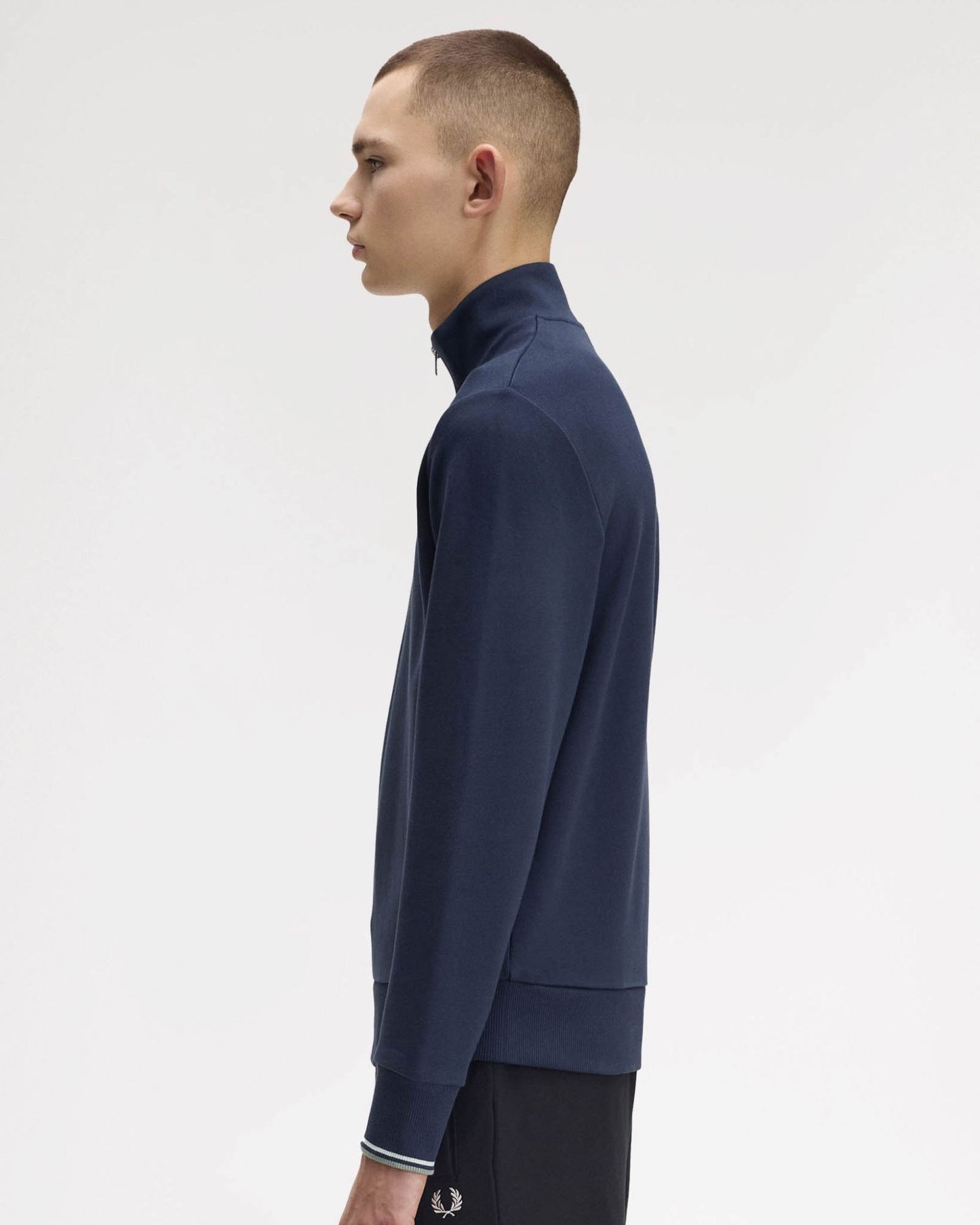 Fred Perry Mens Half Zip Sweatshirt - Dark Airforce/Light Ice/Bayleaf Z47