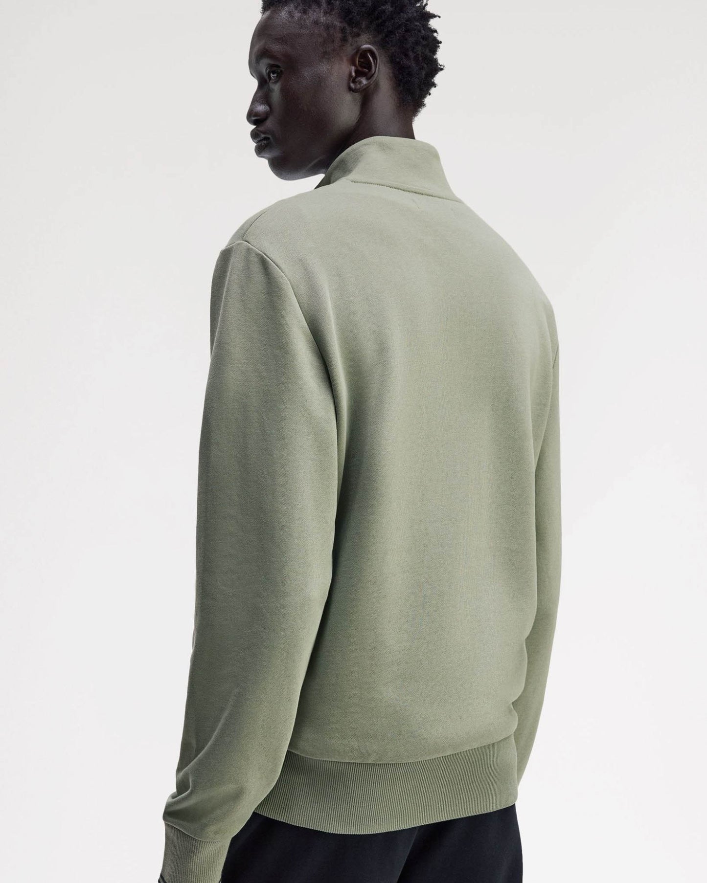 Fred Perry Mens Half Zip Sweatshirt - Bayleaf/Dark Airforce/Tennis Blue Z49