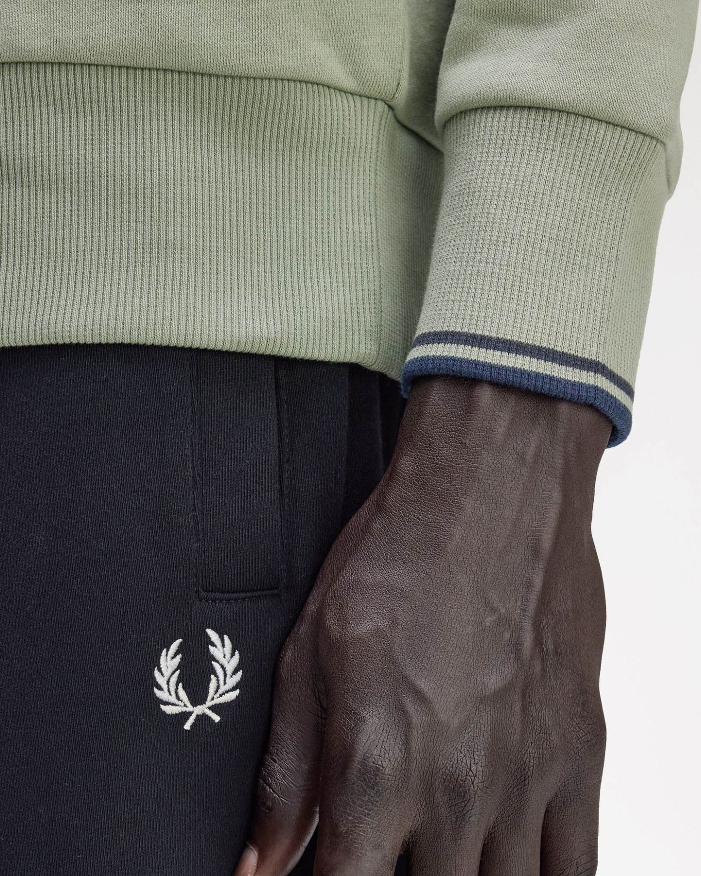 Fred Perry Mens Half Zip Sweatshirt - Bayleaf/Dark Airforce/Tennis Blue Z49