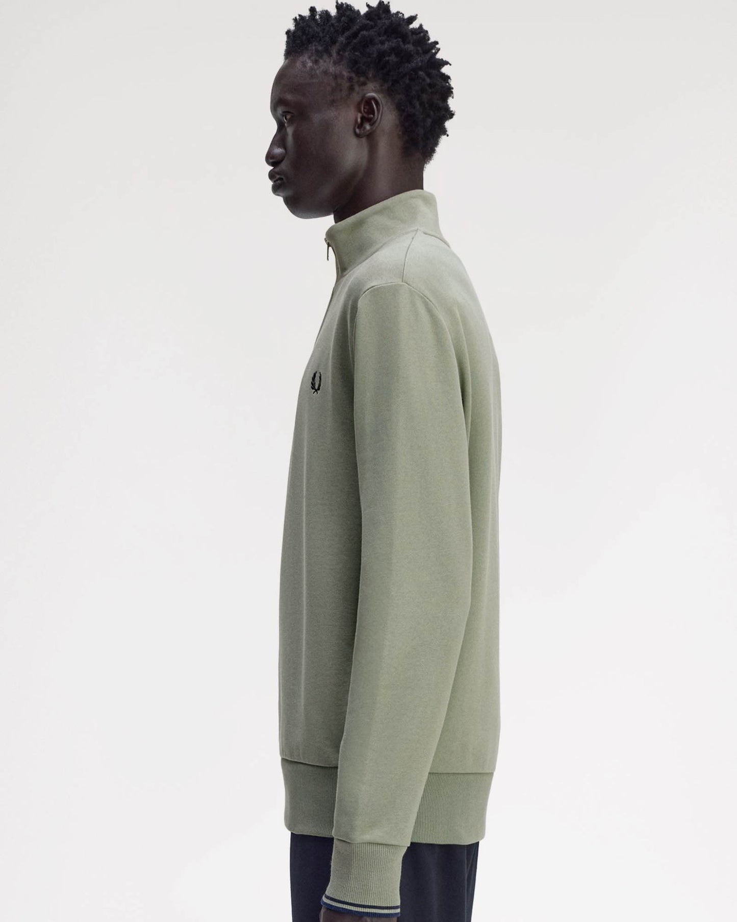 Fred Perry Mens Half Zip Sweatshirt - Bayleaf/Dark Airforce/Tennis Blue Z49