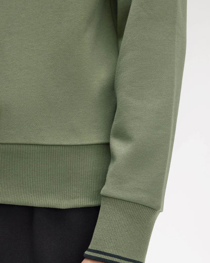 Fred Perry Mens Half Zip Sweatshirt - Laurel Wreath Green/Black/Black Z50