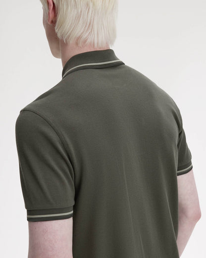 Fred Perry Mens Twin Tipped Signature Polo Shirt - Field Green/Seagrass/Black 04B