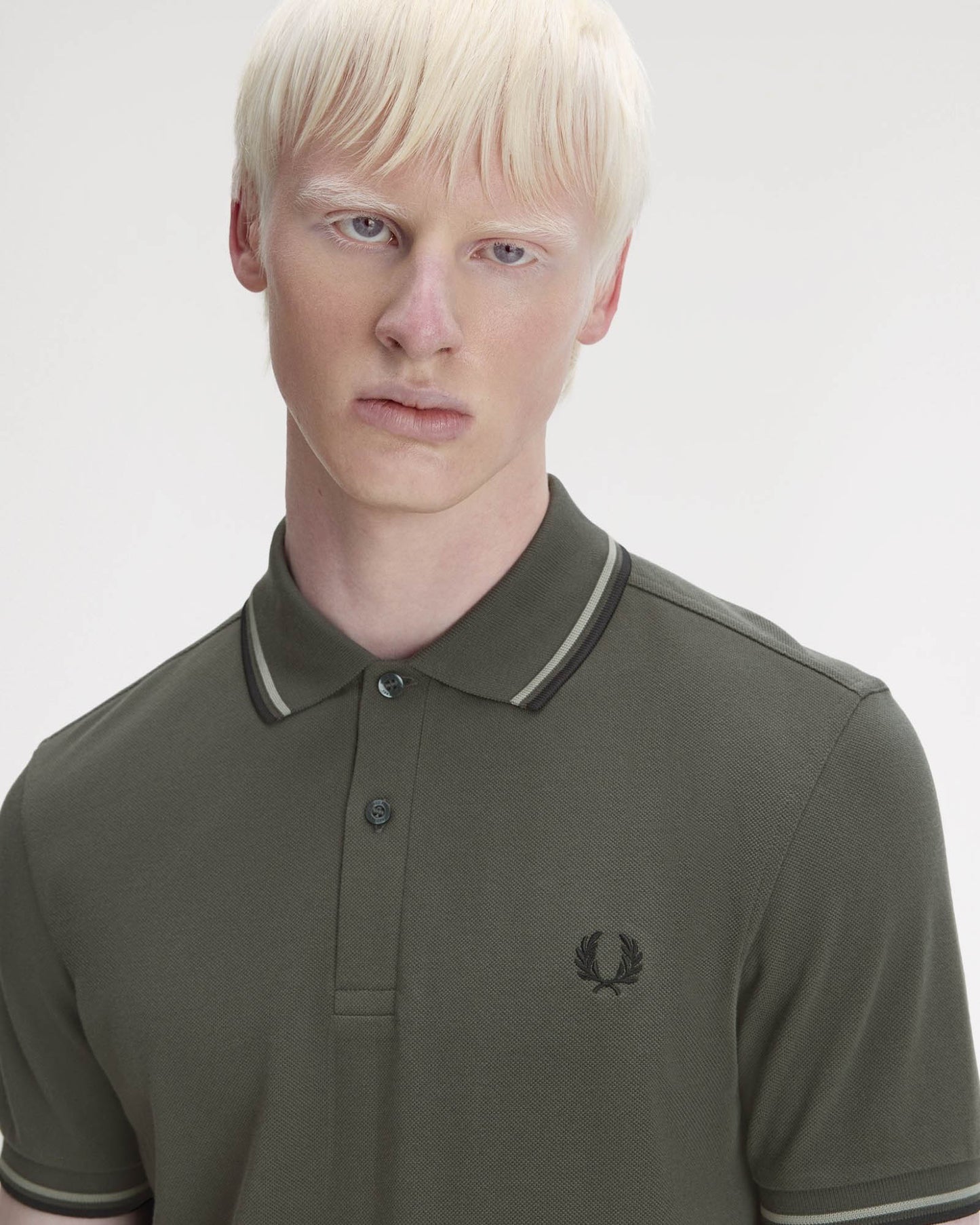 Fred Perry Mens Twin Tipped Signature Polo Shirt - Field Green/Seagrass/Black 04B