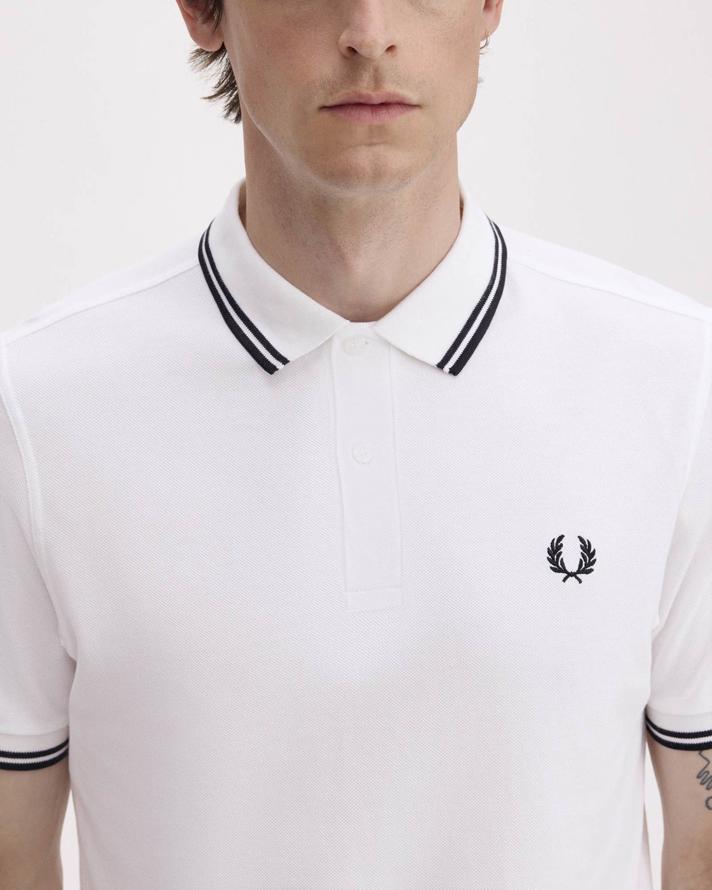 Fred Perry Mens Twin Tipped Signature Polo Shirt - White 200