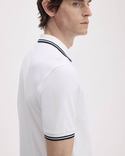 Fred Perry Mens Twin Tipped Signature Polo Shirt - White 200