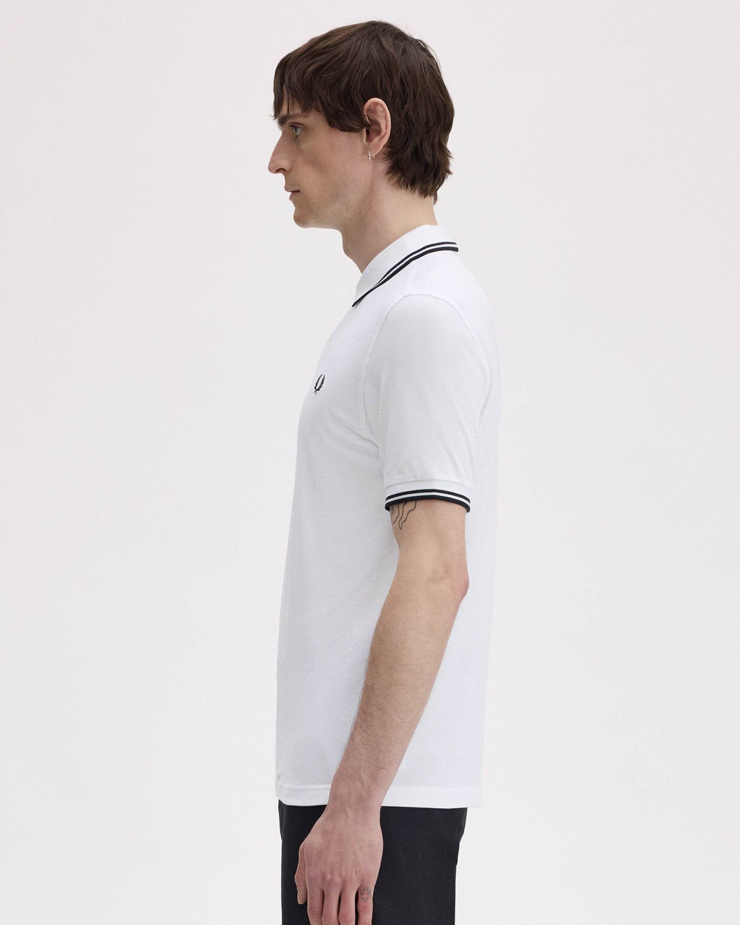 Fred Perry Mens Twin Tipped Signature Polo Shirt - White 200