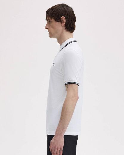 Fred Perry Mens Twin Tipped Signature Polo Shirt - White 200
