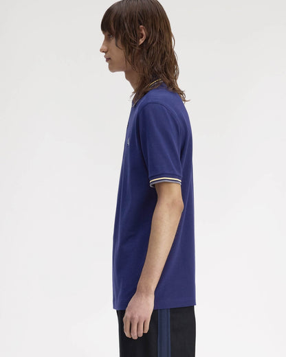 Fred Perry Mens Twin Tipped Signature Polo Shirt - French Navy/Champion's Gold/Stockport Blue 48A