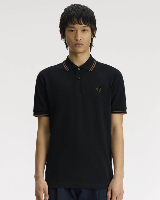 Fred Perry Mens Twin Tipped Signature Polo Shirt - Navy/Bronze 48D