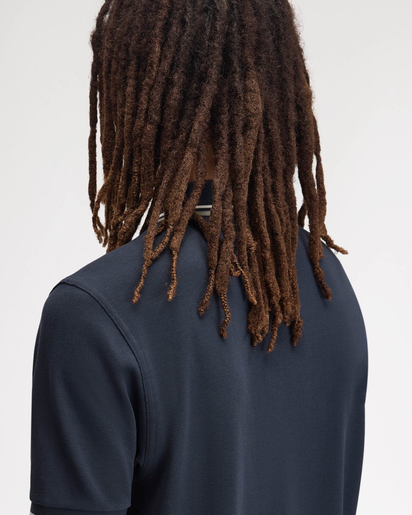 Fred Perry Mens Twin Tipped Signature Polo Shirt - Dark Airforce/Ecru/Seagrass 72C back detail
