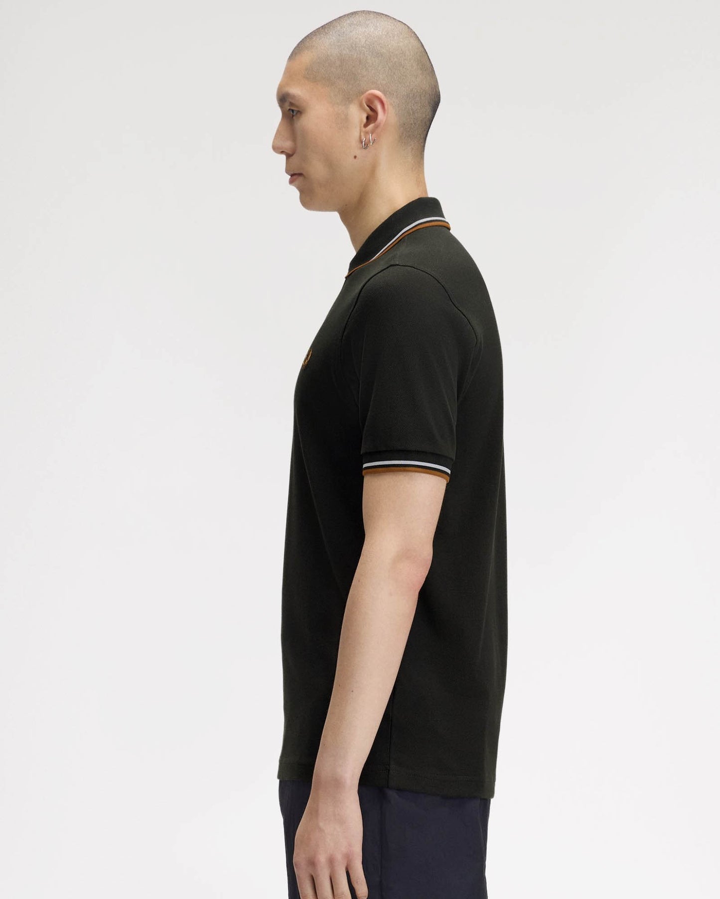 Fred Perry Mens Twin Tipped Signature Polo Shirt - Night Green/Dusk Blue/Dark Caramel 78C side