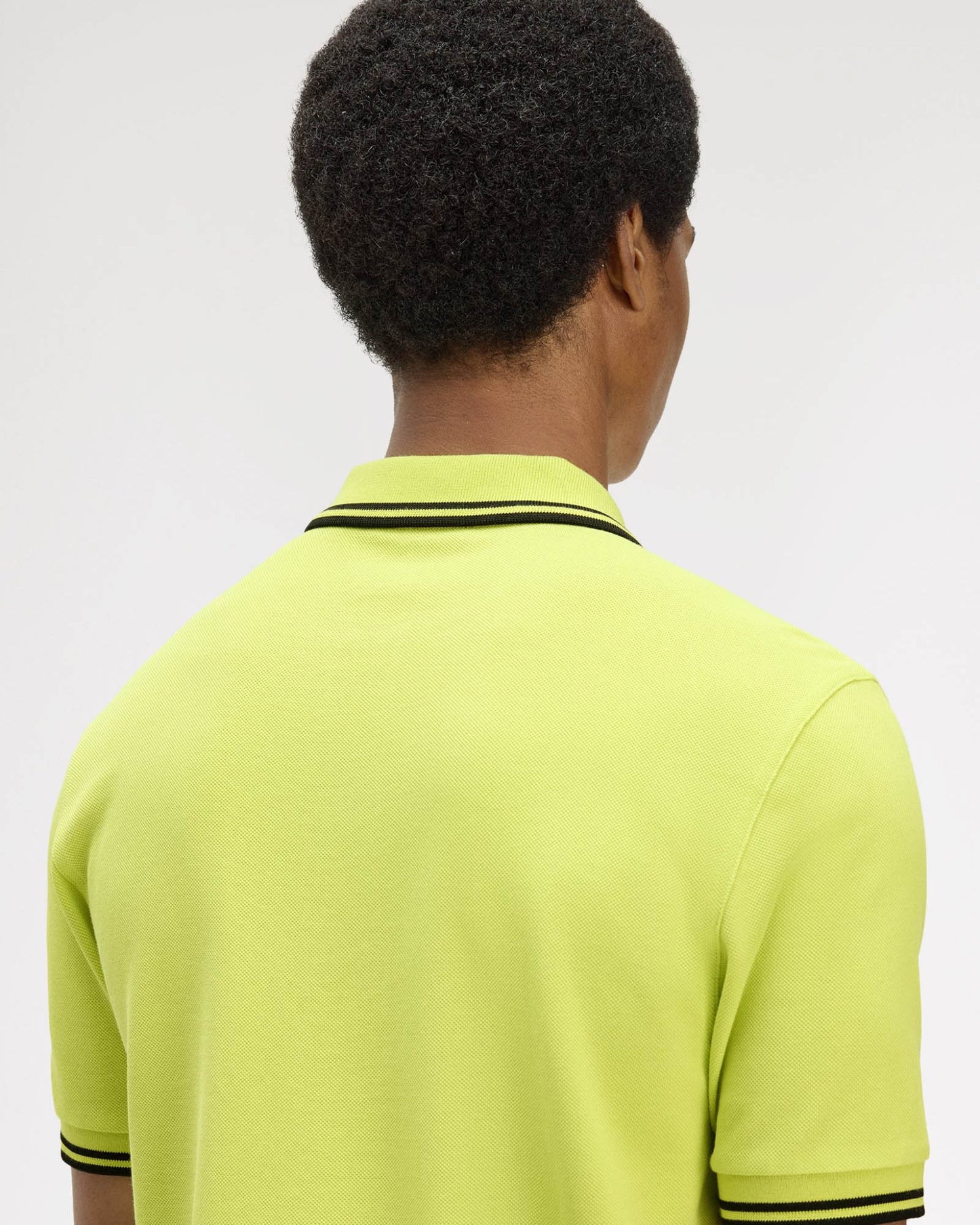 Fred Perry Mens Twin Tipped Signature Polo Shirt - Citron/Black/Black 84B | CHO | Designer Mens Short Sleeve Polo Shirts