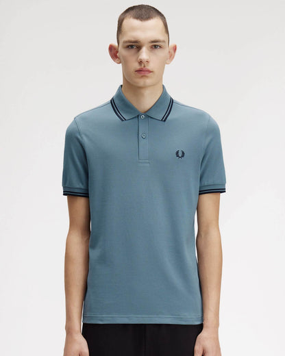 Fred Perry Mens Twin Tipped Signature Polo Shirt - Stockport Blue/Navy/Navy Z56