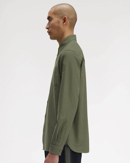 Fred Perry Mens Long Sleeve Oxford Shirt - Laurel Wreath Green X21