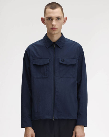 Fred Perry Mens Zip Overshirt - Dark Airforce 738