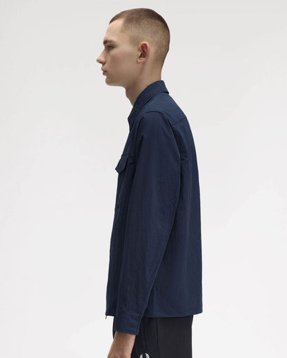 Fred Perry Mens Zip Overshirt - Dark Airforce 738