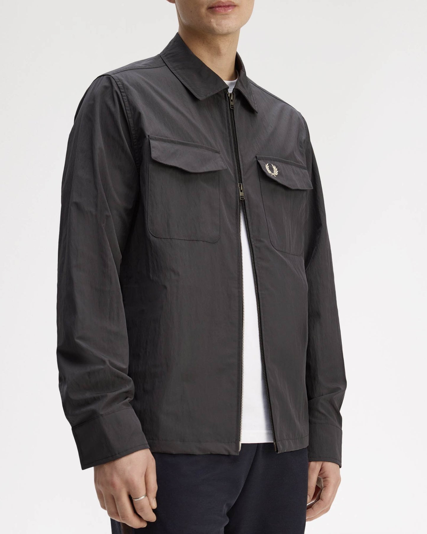 Fred Perry Mens Zip Overshirt - Anchor Grey Y93